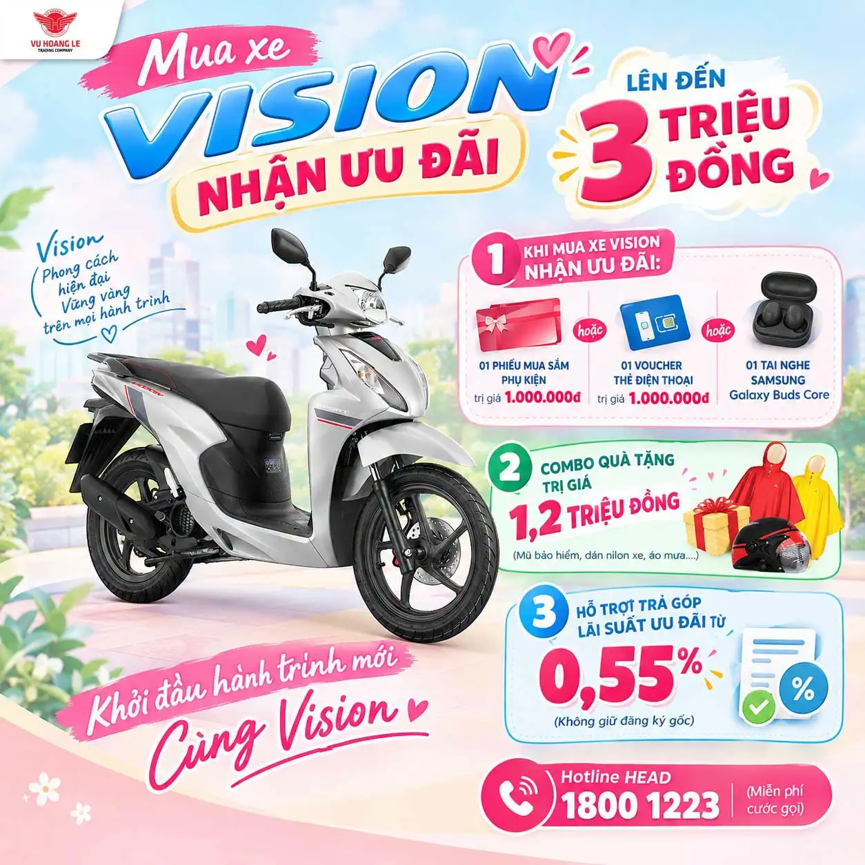 Honda Vision – Ưu Đãi Đến 3 Triệu Đồng Tại HEAD Vũ Hoàng Lê