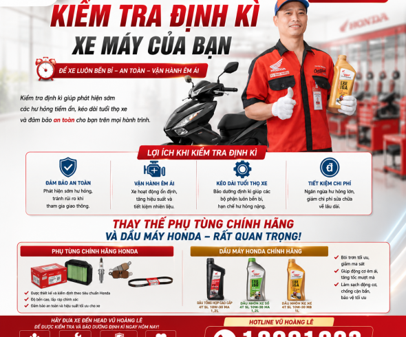 ĐỪNG QUÊN KIỂM TRA ĐỊNH KÌ XE MÁY – GIÚP XE LUÔN ÊM ÁI & BỀN BỈ!