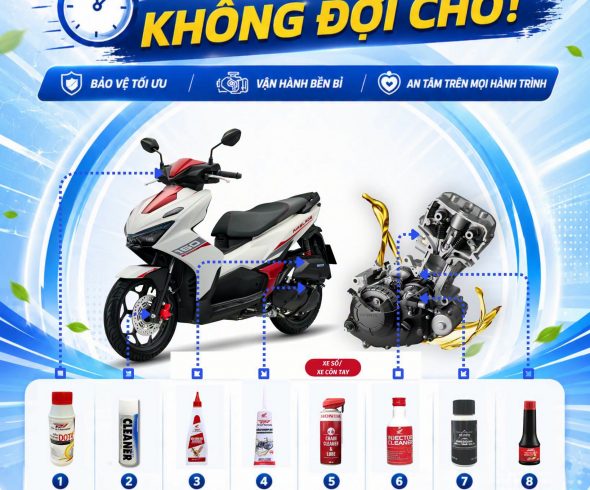 PHỤ GIA CHĂM SÓC XE – CHỦ ĐỘNG KHÔNG ĐỢI CHỜ!Xe vẫn nổ máy tốt không có nghĩa là động cơ đang ở trạng thái tốt nhất.Carbon tích tụ, ma sát tăng, dầu xuống cấp hay các chi tiết dần hao mòn đều diễn ra mỗi ngày mà bạn khó nhận thấy.Đừng đợi xe lên tiếng mới bắt đầu chăm sóc!